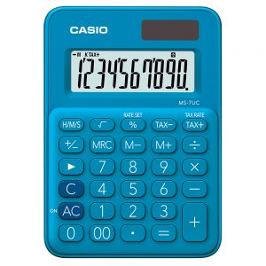 CASIO MS7UC Compact Desktop Calculator Blue
